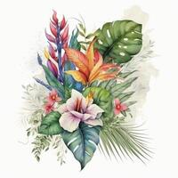 aquarelle tropical feuilles. illustration ai génératif photo