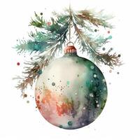 aquarelle Noël Balle décoration. illustration ai génératif photo