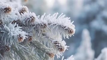 hiver Noël Contexte avec sapin et neige. illustration ai génératif photo