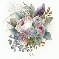 aquarelle mariage bouquet. illustration ai génératif photo