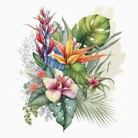 aquarelle tropical feuilles. illustration ai génératif photo