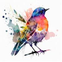 aquarelle coloré oiseau. illustration ai génératif photo