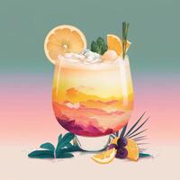 été cocktail, illustration ai génératif photo