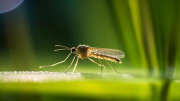 moustique sur vert Naturel Contexte. illustration ai génératif photo