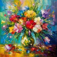impressionniste La peinture fleur bouquet. illustration ai génératif photo