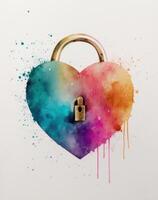 aquarelle l'amour cadenas. illustration ai génératif photo