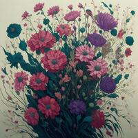 abstrait La peinture de une été bande de fleurs, beau, artistique ai généré photo