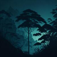 illustration de jungle paysage silhouette dans le Contexte ai généré photo