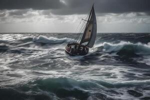 voile bateau à mer. neural réseau ai généré photo