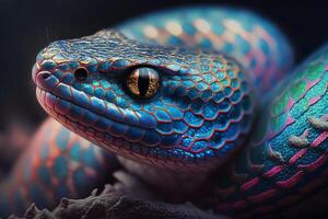magnifique coloré serpent, brésilien arc en ciel boa. neural réseau ai généré photo