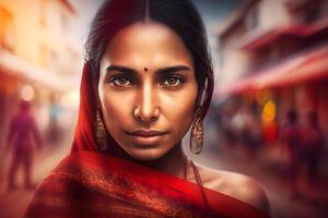 magnifique Indien fille. Jeune hindou femme. neural réseau ai généré photo