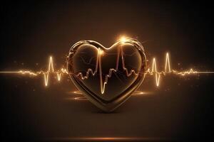 Contexte avec une cœur avec le battement de coeur moniteur doubler, cœur et battement de coeur symbole. génératif ai photo
