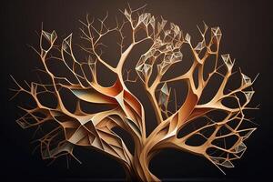 abstrait complexe entrelacés bois branches établi avec génératif ai technologie. enchanté Conte de fée avec entrelacés arbre silhouettes. photo