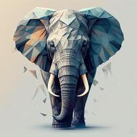 génératif ai illustration de Créatif de l'éléphant fabriqué de coloré géométrique formes sur Contexte. chef, courage, fort et braver, photo