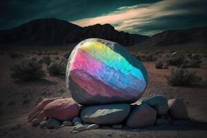 holographique coloré pierre et monochrome paysage. génératif ai photo