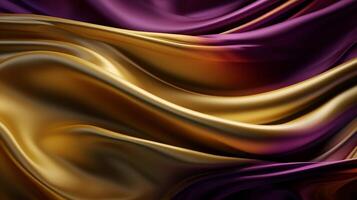 phénoménal établissement avec vague brillant or et violet point soie surface. Créatif Ressource, ai généré photo