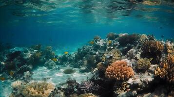 vue de corail récifs sur le bas de le clair mer, génératif ai photo