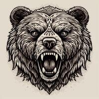 féroce ours noir tatouage ai généré photo