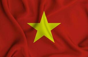 réaliste agitant drapeau de vietnam, 3d illustration photo