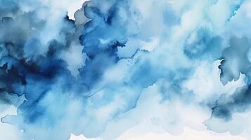 avec curiosité aquarelle nuances nuageux et défocalisé nuageux bleu ciel fondation. illustration, ai généré photo