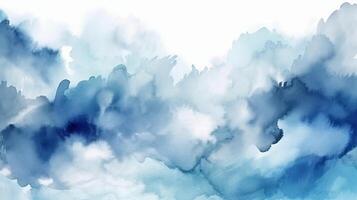 avec curiosité aquarelle nuances nuageux et défocalisé nuageux bleu ciel fondation. illustration, ai généré photo
