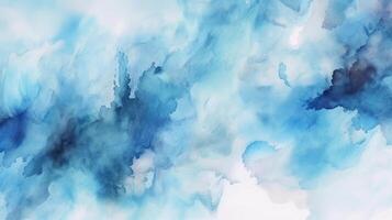 avec curiosité aquarelle nuances nuageux et défocalisé nuageux bleu ciel fondation. illustration, ai généré photo