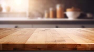 purifier en bois dessus de la table avec assombri cuisine fondation. Créatif Ressource, ai généré photo