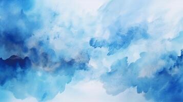 avec curiosité aquarelle nuances nuageux et défocalisé nuageux bleu ciel fondation. illustration, ai généré photo