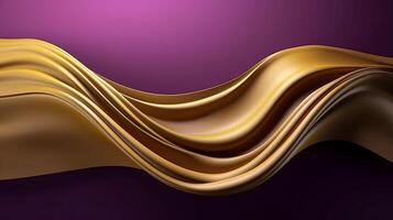 hypothétique établissement avec vague brillant or et violet point soie surface. ai généré photo