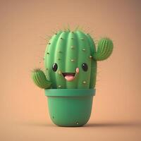 collection de content, souriant, joyeux dessin animé style Soleil personnages pour été, vacances conception. dessin animé cactus souriant avatar génératif ai photo