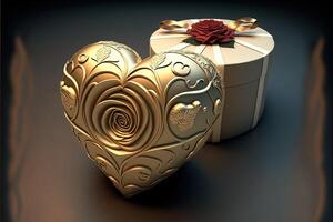 réaliste décoratif cadeau des boites 3d cadeaux blanc papier carton emballage modèles côté vue cœur forme présente à la perfection enveloppé valentines boite cadeau luxe papier carton génératif ai photo