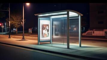 une autobus Arrêtez maquette. illustration ai génératif photo