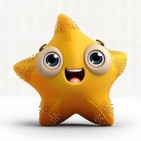 collection de content, souriant, joyeux dessin animé style étoile poisson personnages pour été, vacances conception. dessin animé étoile poisson souriant avatar génératif ai photo