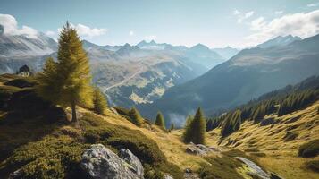 magnifique Montagne arrière-plan., illustration ai génératif photo