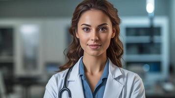 portrait de fille médecin. illustration ai génératif photo