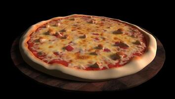 une Pizza avec pepperoni sur il, ai génératif photo