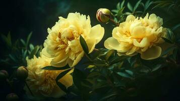 bouquet de Jaune pivoine fleurs. rêveur illustration photo