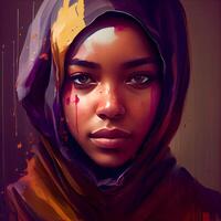 portrait de une magnifique africain américain femme dans hijab., ai génératif image photo