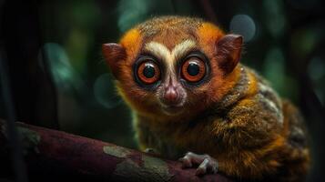 tewangu mince loris dans le jungle. génératif ai photo