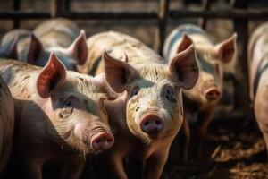 les cochons vivre ferme agriculture industrie porc. ai généré photo