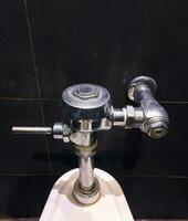 morden métal éclat système dans le salle de bain, mini toilette suspendu toilette configuré pour dans mur rinçage système photo
