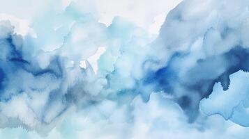 curieusement aquarelle nuances nuageux et défocalisé nuageux bleu ciel établissement. illustration, ai généré photo