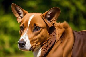 portrait de une magnifique chien dans le parc. aidi. gallois corgi chien. génératif ai photo