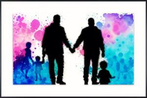 fierté mois. un illustration de gay famille. gay famille dépenses temps ensemble. lgbtq. génératif ai photo