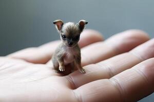 petit chien séance sur propriétaire palmier. génératif ai photo