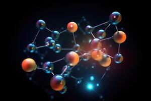 moléculaire structure avec Connexions entre atomes. génératif ai photo