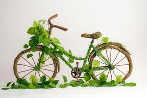 vélo fabriqué de Naturel vert les plantes. éco amical transport. génératif ai photo