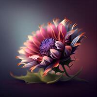 magnifique dahlia fleur sur une foncé Contexte. illustration., ai génératif image photo