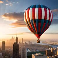 chaud air ballon avec une magnifique vue génératif ai photo