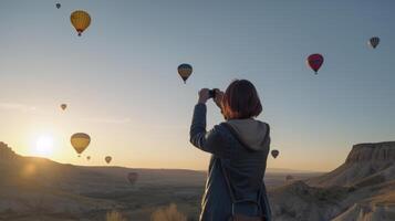 air des ballons sur Montagne. illustration ai génératif photo